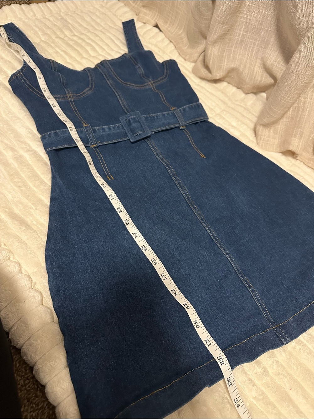 SHEIN Denim Belted Bodycon Mini Dress - Deep Blue - Picture 8 of 14